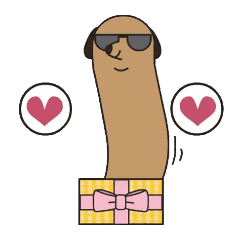 Dog Wearing Sunglasses Holding Gift Sticker