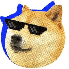 Dog Wearing Sunglasses With Blue Border Sticker