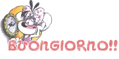 Dog With Bow Saying Buongiorno Sticker