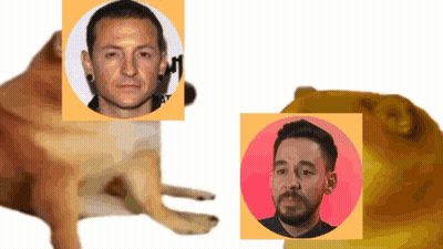 Dog with Chester Bennington Photo