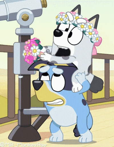 Dog With Flower Crown Looking Through Telescope GIF