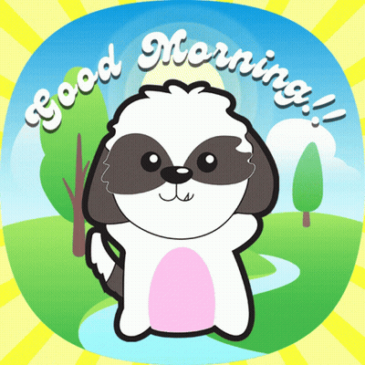 Dog With Good Morning Text GIF