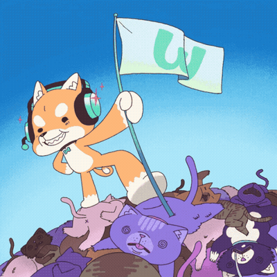 Dog With Headphones Holding W Flag GIF