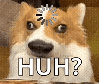 Dog With Loading Circle Saying Huh GIF