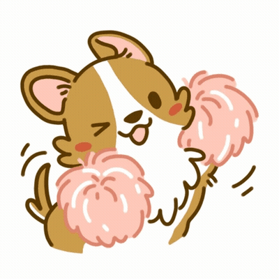 Dog With Pink Pom Poms In Mouth GIF