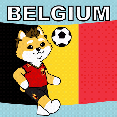 Dog With Soccer Ball And Belgium Flag GIF