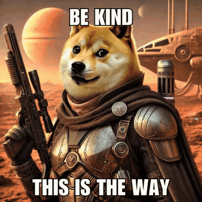 Doge Holding Gun Be Kind GIF