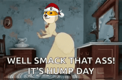 Doge In Santa Hat Dancing Well Smack That Ass It's Hump Day GIF