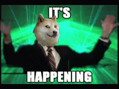 Doge In Suit And Tie Saying It's Happening GIF