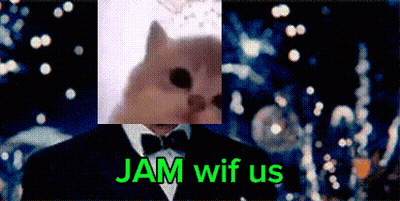 Doge In Tuxedo Saying Jam Wif Us GIF