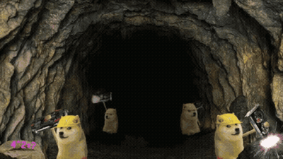 Doge Wearing Hard Hat In Cave GIF