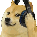 Doge Wearing Headphones Sticker