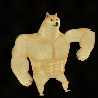 Doge With Muscles On Arms And Legs GIF