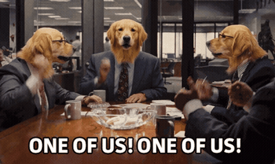 Dogs Heads On Table One Of Us GIF
