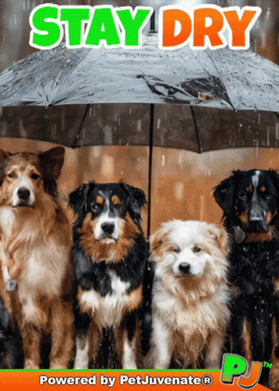 Dogs Under Umbrella Stay Dry GIF