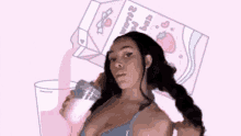 Doja Cat Sipping Fresh Cow's Milk GIF