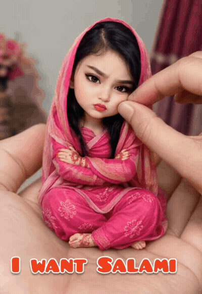 Doll Held With Text I Want Salami GIF
