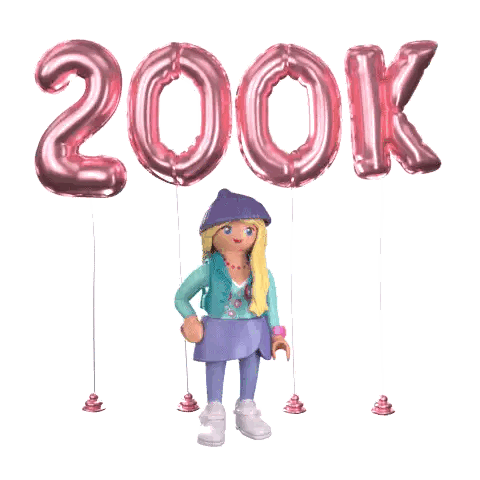 Doll Surrounded By Pink 200K Balloons Sticker
