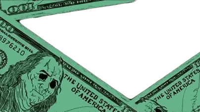 Dollar Bill With Skull Sticker