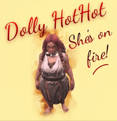 Dolly Hot Hot She's On Fire On Yellow Background GIF