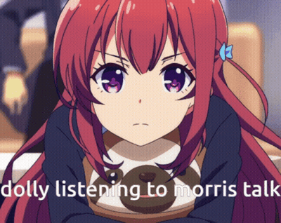 Dolly Listening To Morris Talk Anime With Red Hair GIF