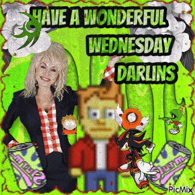Dolly Parton And Cartoon Characters Say Have A Wonderful Wednesday Darling GIF