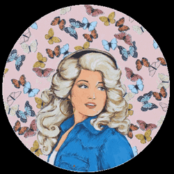Dolly Parton Butterflies Portrait GIF