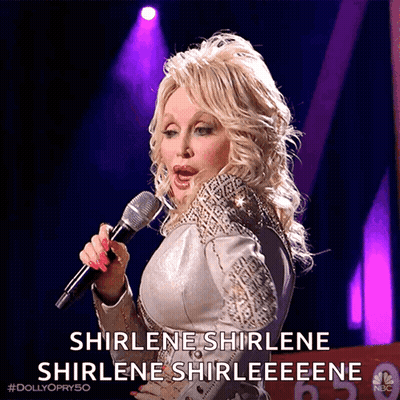 Dolly Parton Says Happy Birthday Brent Pointing At Camera GIF