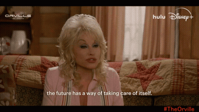 Dolly Parton Sitting On Couch Talking About Taking Care Of Itself GIF
