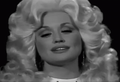Dolly Parton White Wig Earrings Smiling Black White Photo GIF