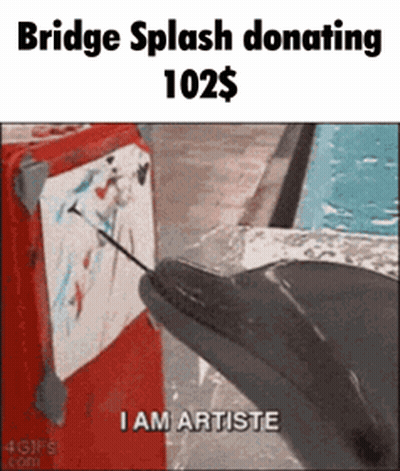 Dolphin Painting Red Box Bridge Splash Donating $102 GIF