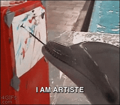 Dolphin Painting Says I Am Artiste GIF