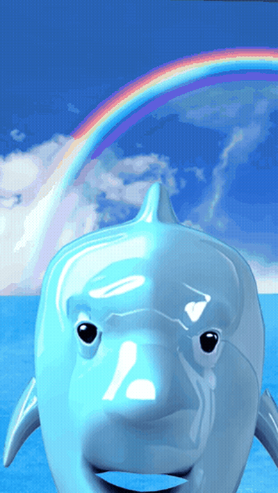 Dolphin Smiling With Rainbow Background GIF
