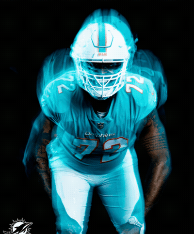 Dolphins Football Player Number 72 Glowing In The Dark GIF