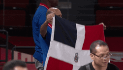 Dominican Basketball Fan Waving Flag GIF