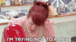 Dominike Audet Panicking Baking Moment  GIF