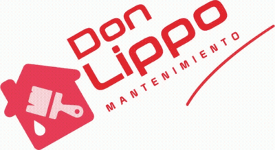 Don Lippo Maintenance Logo With House And Paint Brush GIF