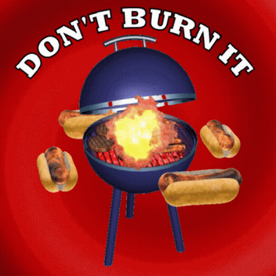 Don't Burn It Sign With Grill And Hot Dogs GIF