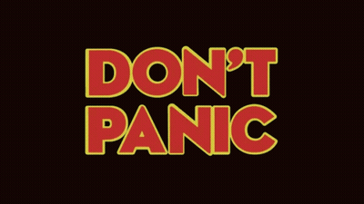 Don't Panic Poster In Red Letters GIF