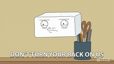 Don't Turn Your Back On Us Cartoon Pencil Holder GIF
