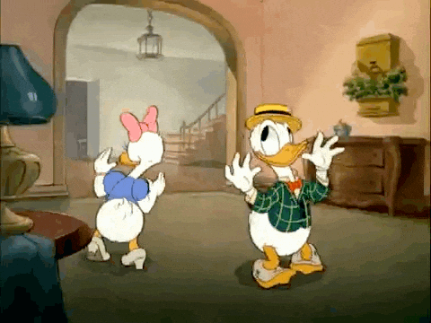 Donald Duck And Daisy Duck Are Dancing In A Room GIF