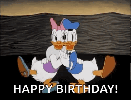 Donald Duck And Daisy Duck Are Hugging Each Other In A Happy Birthday Greeting . GIF