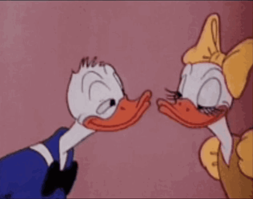 Donald Duck And Daisy Duck Kissing With The Words I Love You Always GIF