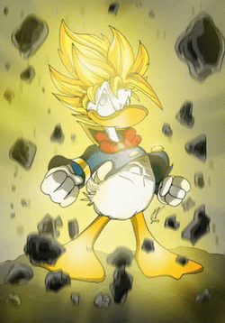 Donald Duck As Son Goku Breaks Stone Over 9000 GIF