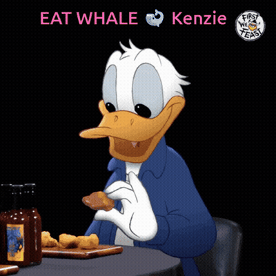Donald Duck Eating Chicken Nuggets With Text Eat Whale Kenzie GIF