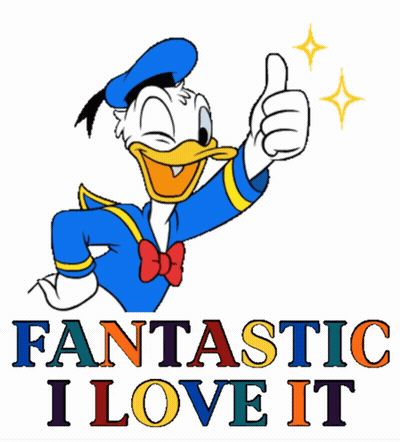 Donald Duck Giving A Thumbs Up With The Words Fantastic I Love It GIF
