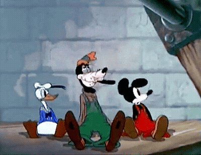 Donald Duck Goofy And Mickey Mouse Sitting GIF