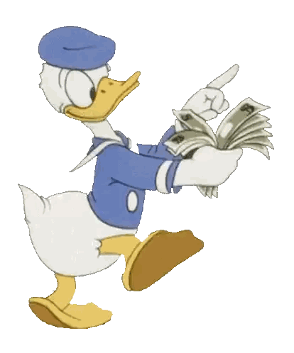 Donald Duck Holding Money Sticker