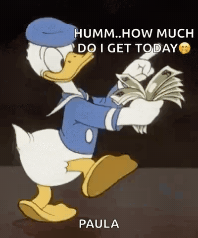 Donald Duck Holding Money And Asking How Much GIF