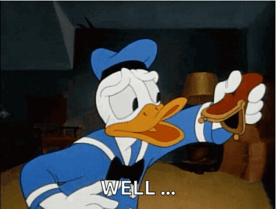 Donald Duck Holding Purse Saying Well GIF